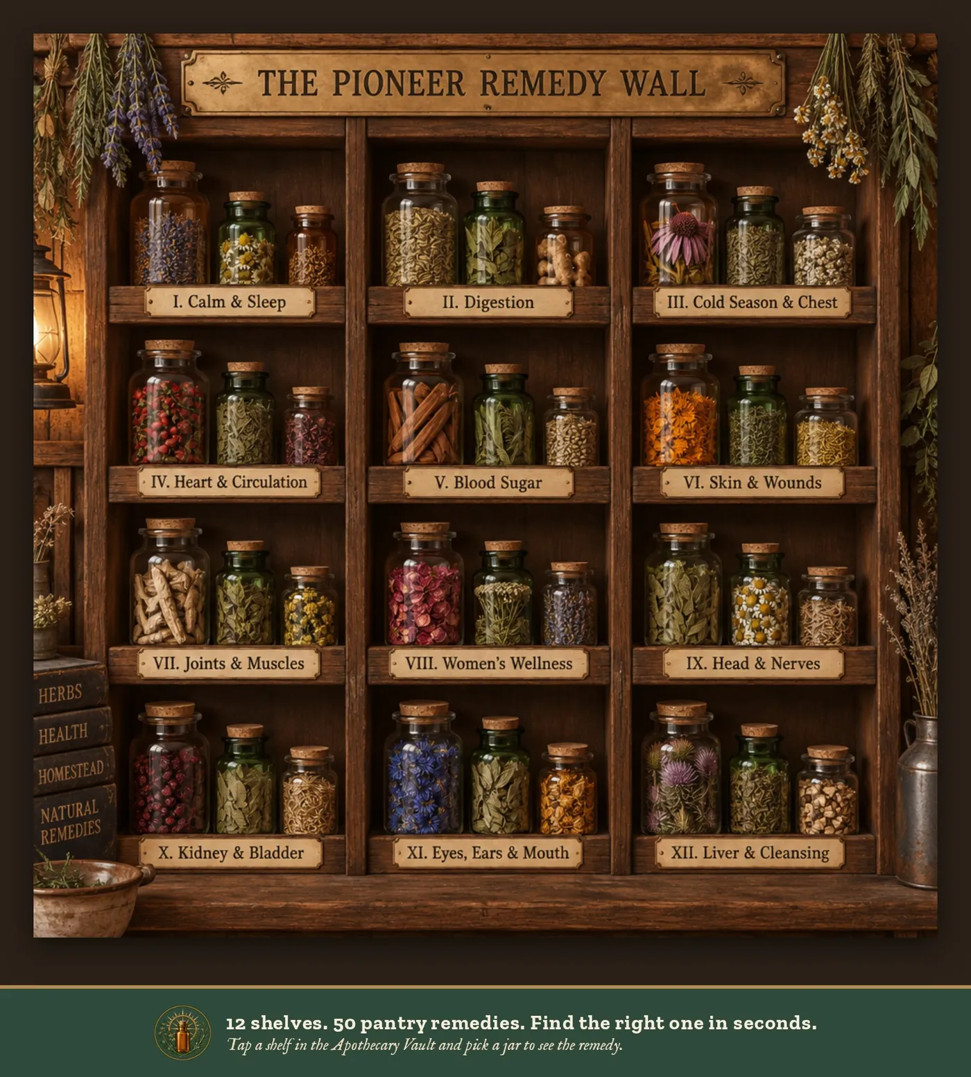 The 12-shelf Pioneer Remedy Wall