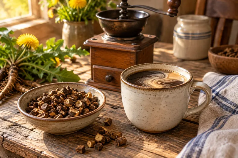 Roasted Dandelion Root Coffee made at home