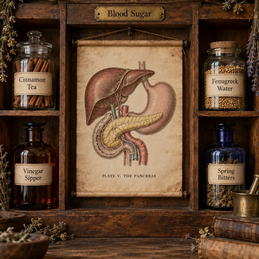 Apothecary shelf for Blood Sugar remedies