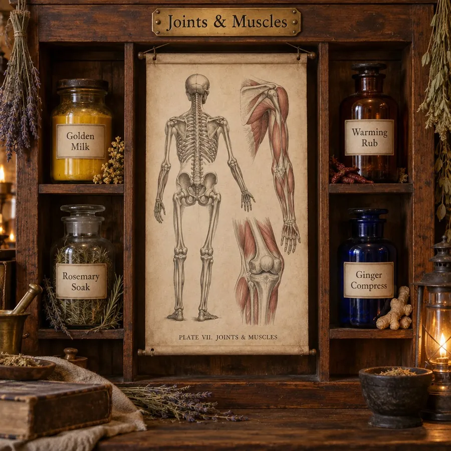 Apothecary shelf for Joints & Muscles remedies