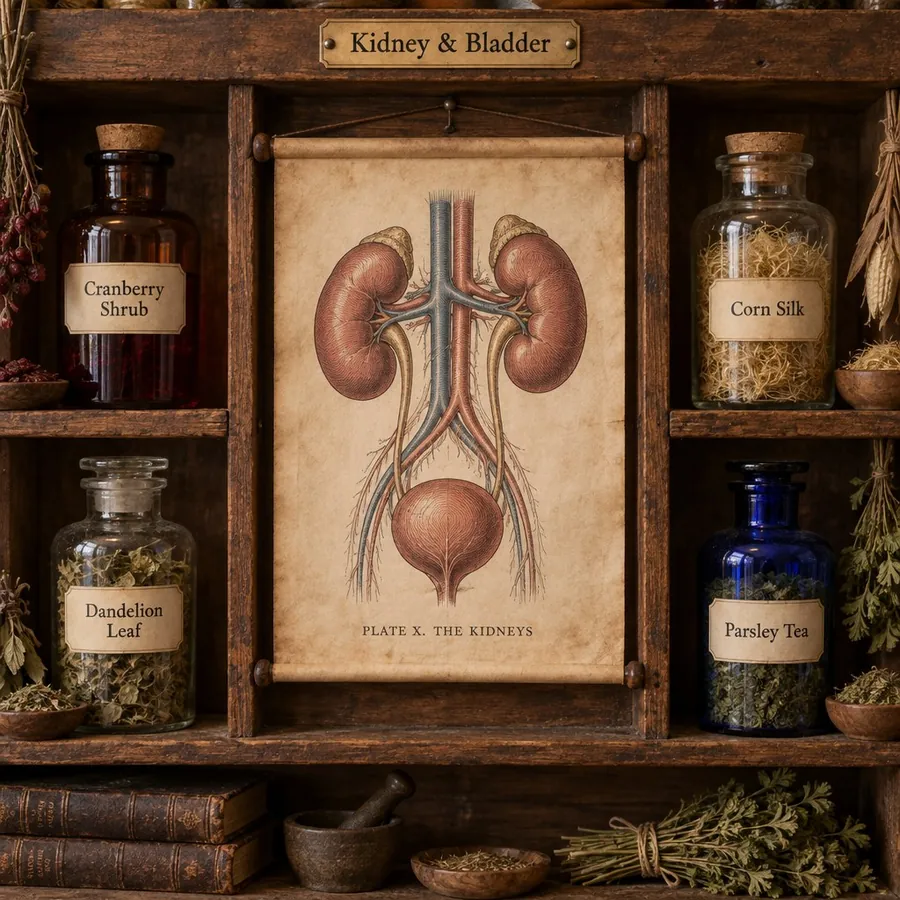 Apothecary shelf for Kidney & Bladder remedies